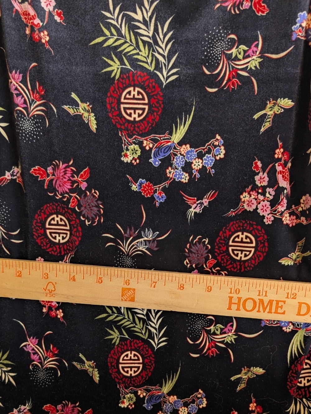 Vintage 90's Black Velvet Asian Floral Slip Dress Goth Whimsygoth Size medium - Picture 5 of 8